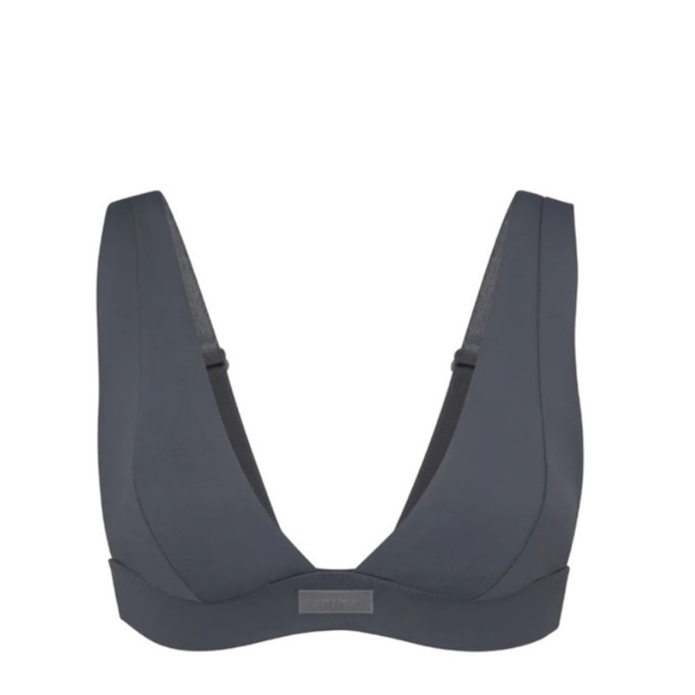 SKIMS Gunmetal Plunge Bikini Top, XS